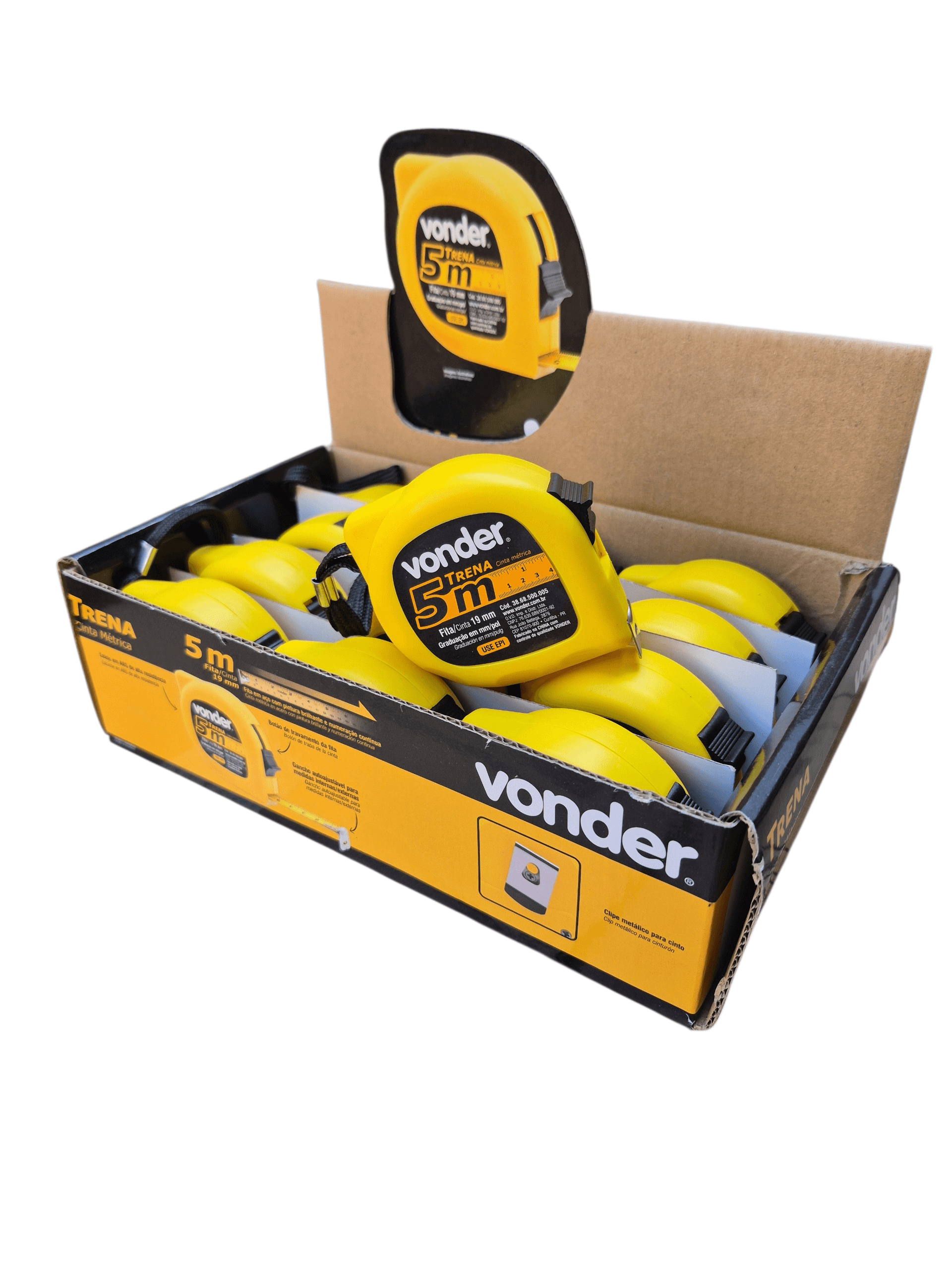 12 Trenas Fita de aço 5mx19mm c/ Trava Vonder