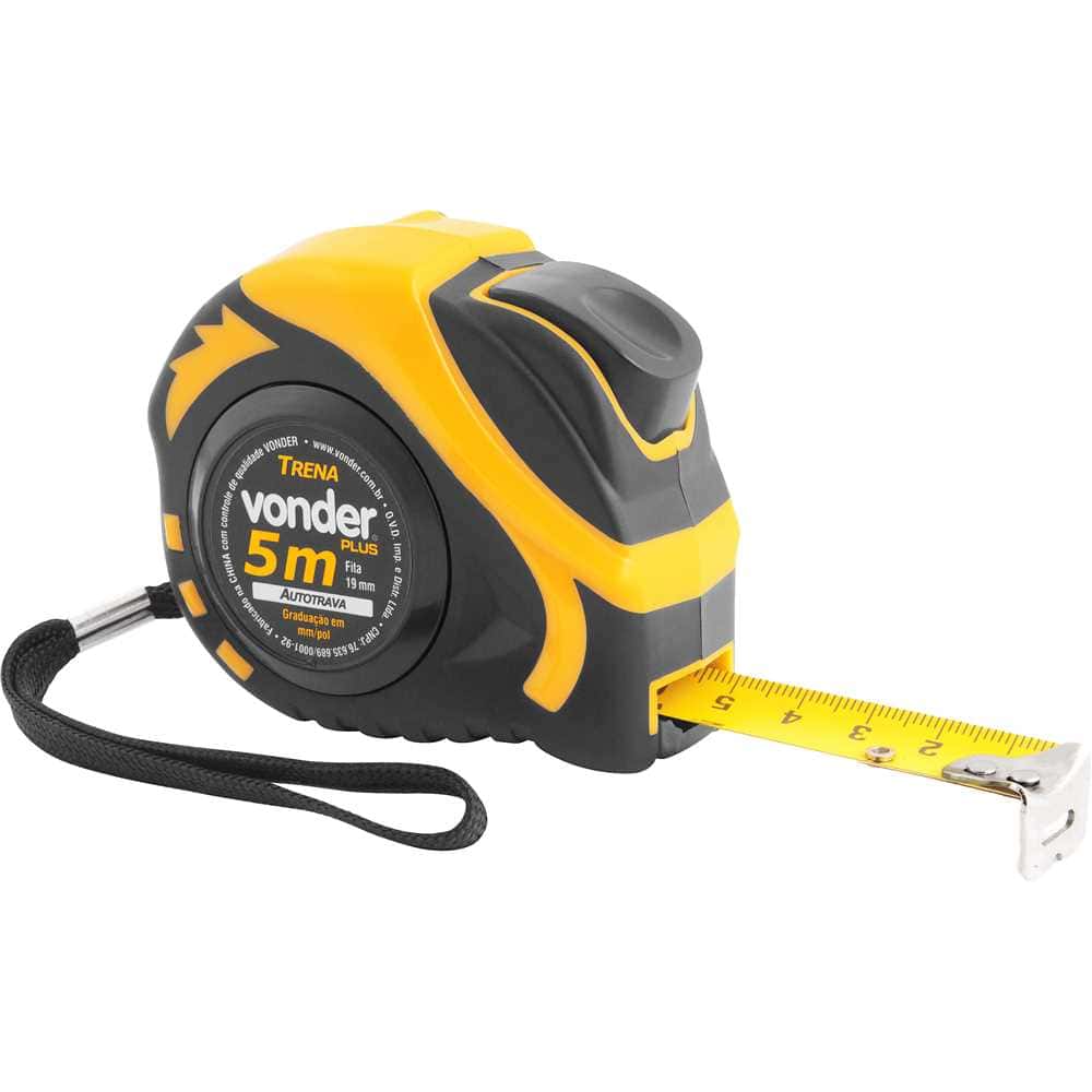 Trena Fita de Aço 5mx19mm Emborrachada Autotrava Vonder Plus