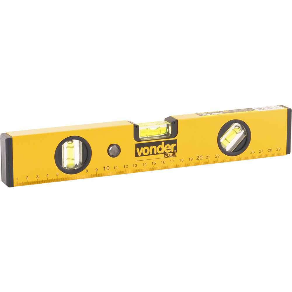 Nível De Alumínio 12 Polegadas 304mm 3 Bolhas Vonder Plus