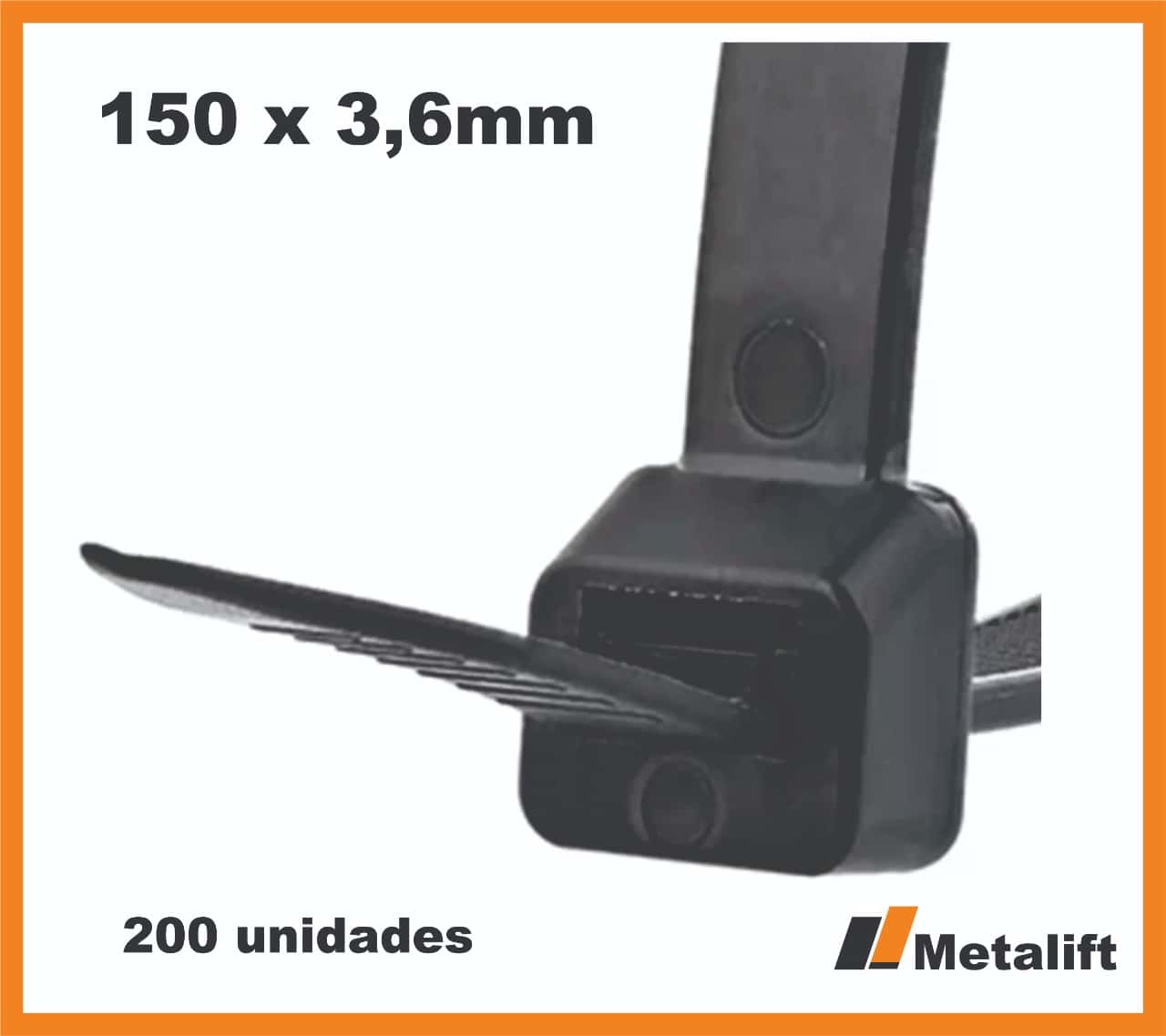 200 Cinta Abraçadeira Nylon Enforca Gato 15cmx3,6 Pt Cor:Preto
